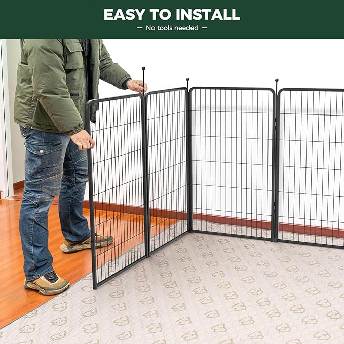 FXW Rollick Unleashed Dog Playpen for Indoor, Yard, RV Camping, 45 inch 24 Panels for Large Dogs, Black│Patented