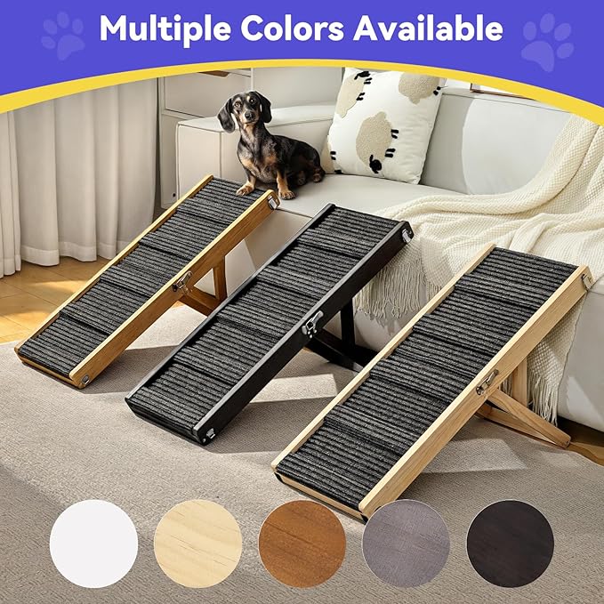 2026 Upgraded Dog Ramp for Couch, Foldable Small Dog Ramp for Sofa, 5 Adjustable Height from 9.8" to 20.5", Portable Stable Pet Step with Non-Slip Pad, Pet Ramps Use for Couch Stairs, Black
