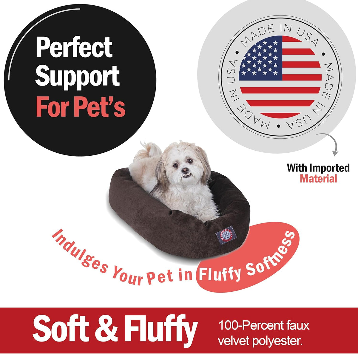 Majestic Pet Villa 24 Inch Shredded Memory Foam Dog Bed for Small Sized Dogs 24x19x7 Inch–Orthopedic Dog Bed - Durable Pet Bed - Washable Small Pet Bed with Head Support-Storm