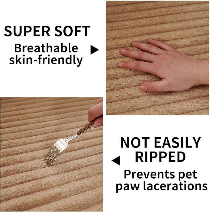 HAOMAIJIA Waterproof Couch Cover for Dogs Washable,Faux Fur Pet Couch Covers for Sofa,Soft Dog Bed Cover Non-Slip Couch Covers for 3 Cushion Couch Sofa Pet Friendly (Khaki, 35" x 82")