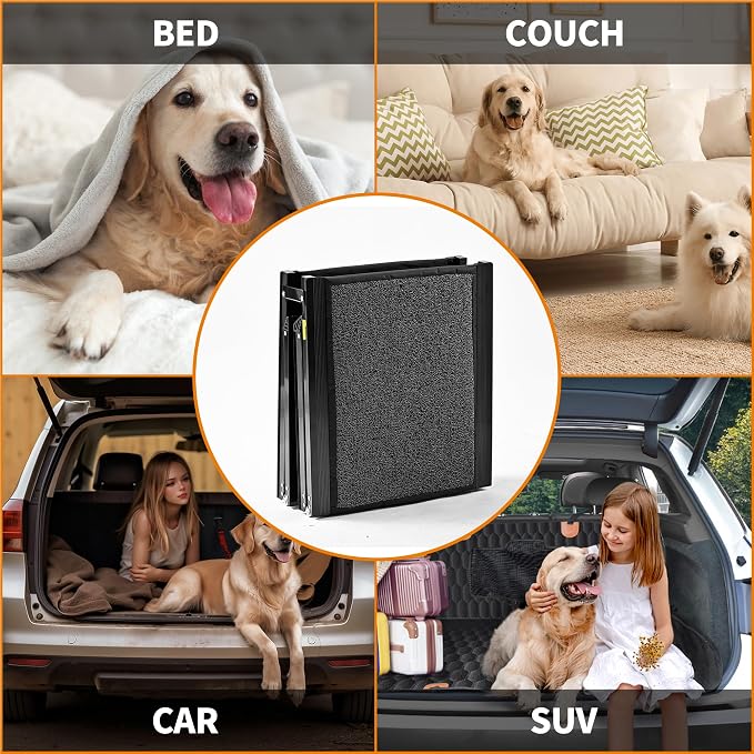 Dog Ramp for Car SUV & Truck, Portable Dog Ramps for Large Dogs | 63" Long & 17.3" Wide, Non-Slip Rug Surface, Dog Car Ramp Up to 250LBS