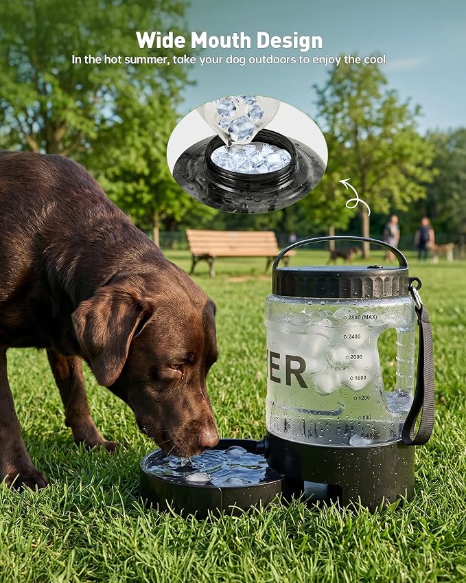 98oz Large Dog Water Bottle with Pull-Out Bowl, Portable Pet Water Dispenser, BPA Free, Leak Proof Travel Water Bottle for Dogs, Ideal for Outdoor Walking, Hiking, Camping & Beach