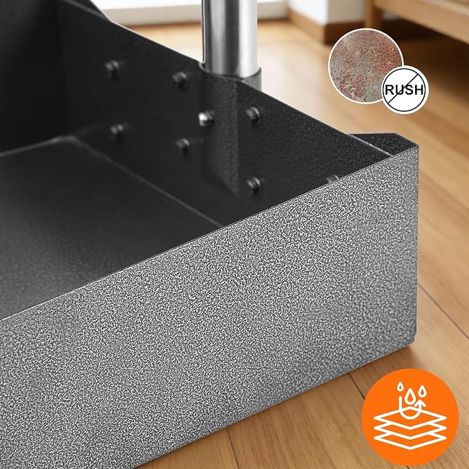 Dog Pooper Scooper, Metal Tray & Spade with 38.2" Long Handle | Large Dog Poop Scooper: 9.5x9x3.1in Tray, 7.7x6in Spade, No-bend Pickup, Yard and Kennel, Tool-free Setup