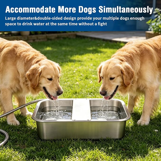 BWOGUE 3 Gal Automatic Dog Water Dispenser, Stainless Steel Bowl for Dogs | Automatic Dog Water Bowl Dispenser, Float Valve Control, Outdoor Use, Easy to Mount & Clean, Large Dogs, Cats, Chickens