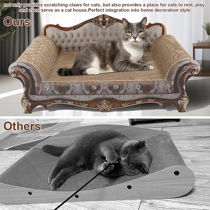 COOZMENT Sofa Shaped Scratching Couch,Thick Scratching Cardboard, Lounge Bed for Indoor Rest&Play, Sofa Scratcher Pad (23 "L X 12.2" W X 10.6 "H)