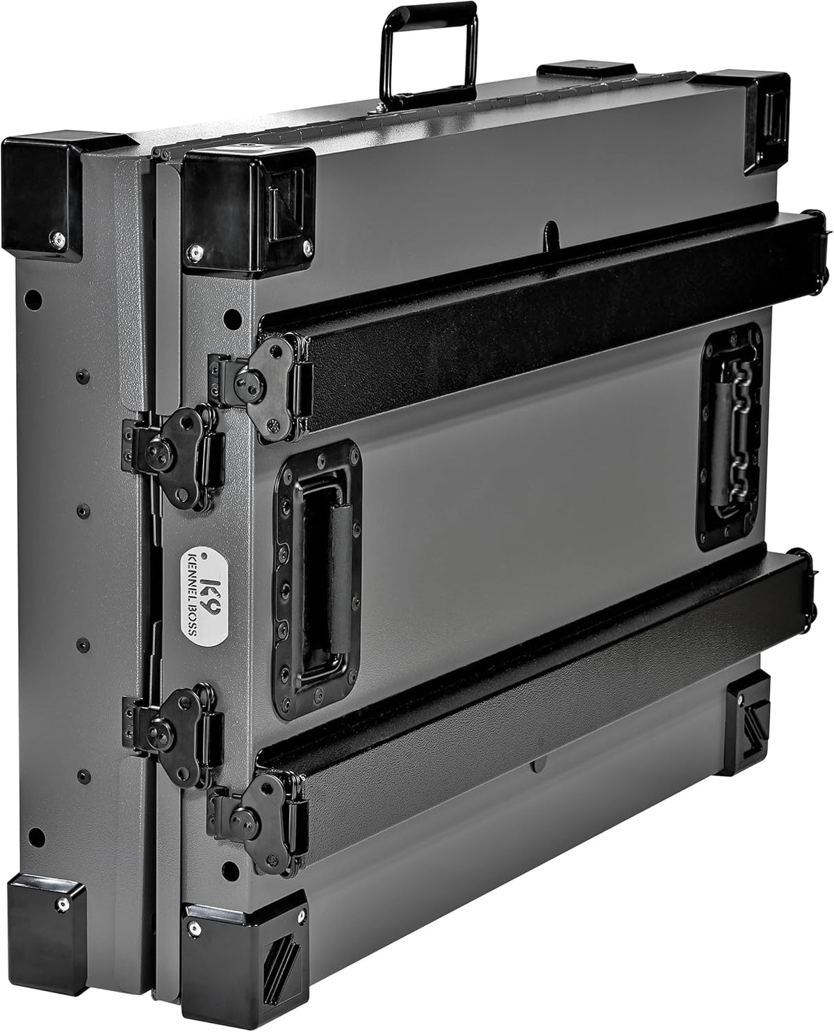 Heavy Duty Fully Collapsible Powder-Coated Aluminum Dog Crate - Small (Gray)