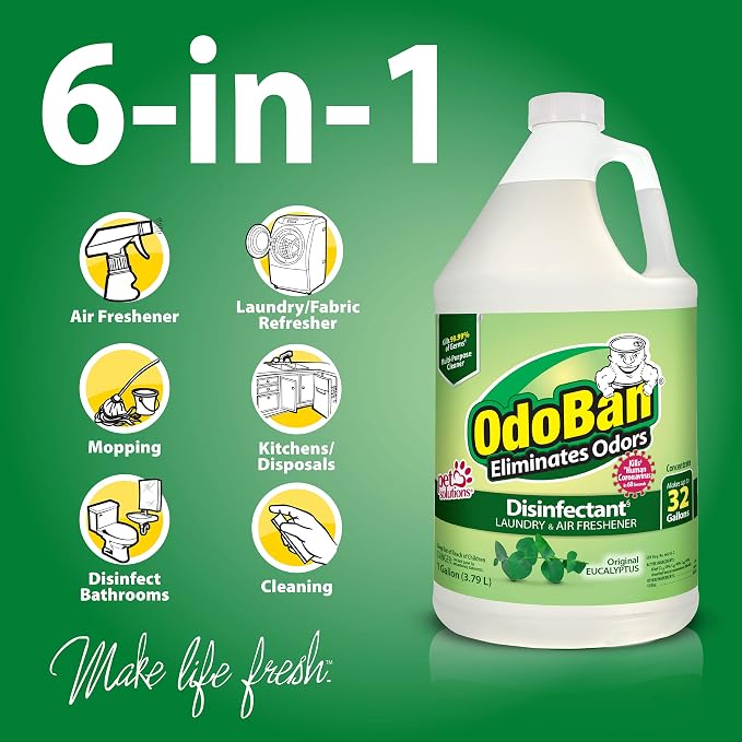 OdoBan Disinfectant Odor Eliminator and All Purpose Cleaner Concentrate, Original Eucalyptus Scent, 1 Gallon