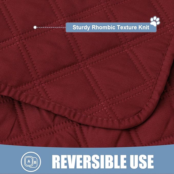 Smiry Waterproof Dog Bed Cover Pet Blanket, Soft Washable Dog Blanket for Furniture Bed Couch Sofa Reversible, Checkered (40"x50", Wine Red/Wine Red)