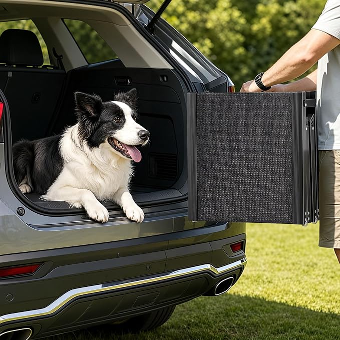 VEVOR Dog Ramp for Cars, 63" L x 17" W, Folding Pet Ramps for Medium & Large Dogs up to 250lbs, Pet Stair Ramp with Non-Slip Oxford Fabric Surface, Portable Outdoor Dog Car Ramps for SUV & Truck