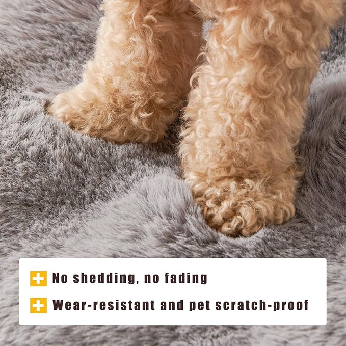 Calming Dog Bed for Couch, 29.5 x 29.5 inch, Non-Slip Rabbit-Velvet Dog Sofa Mat for Furniture Protector, Perfect for Small, Medium Dogs and Cats (Off-White, Medium)