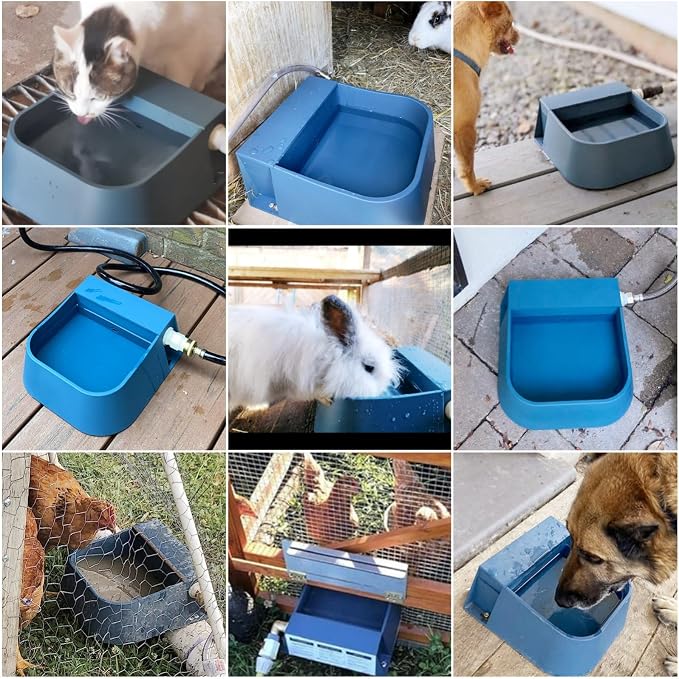 NAMSAN Outdoor Automatic Dog Water Dispenser, Large Water Bowl for All Kinds of Animals, Auto Refill Waterer for Pet Livestock, Water Trough Include Multi-Functional Adapter, Fit GHT Faucet
