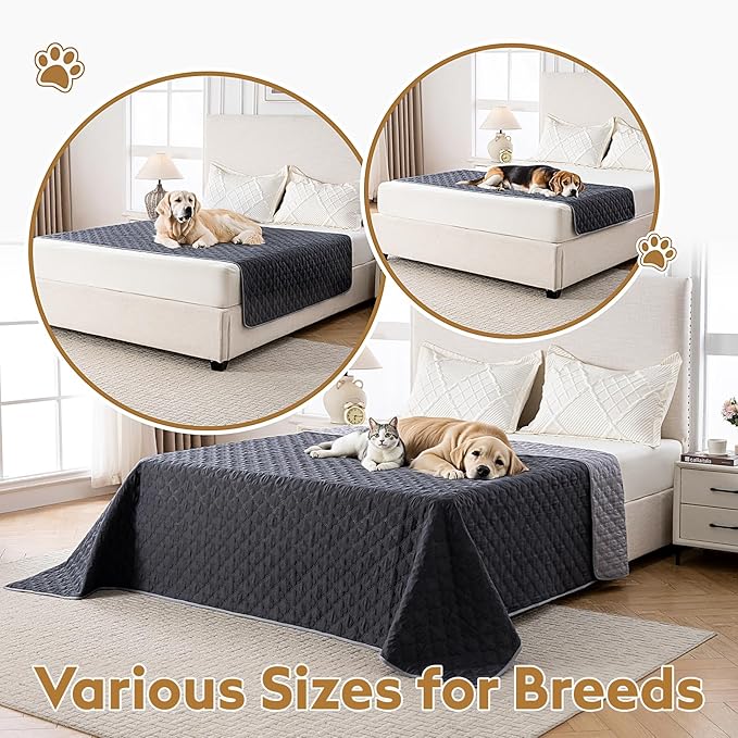 Waterproof Dog Blanket, Couch Cover for Dogs Washable, Reversible Dog Bed Cover. (Dark＆Light Grey, 68 X 82 Inch - 1 Pack)