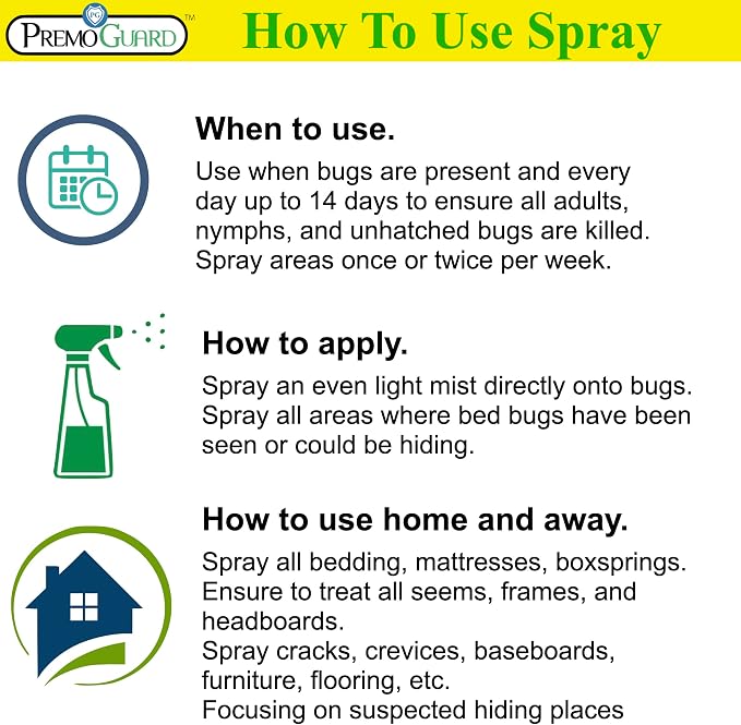 Premo Plus+ Bed Bug Spray Extra Strength – 32 oz – Fast Acting Bed Bug Treatment & Killer – Stain & Scent Free – Child & Pet Safe – Powerful New Stronger Formula – Natural with No Harmful Chemicals