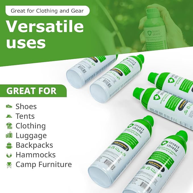 Insect Shield Premium Permethrin Spray - Tick, Flea, Fly, Mosquito, Chigger, Spider & Bed Bug Repellent for Clothing, Gear, Furniture, & Tents, Lasts up to 60 Days, Clear, 18 Oz Aerosol, Pack of 2