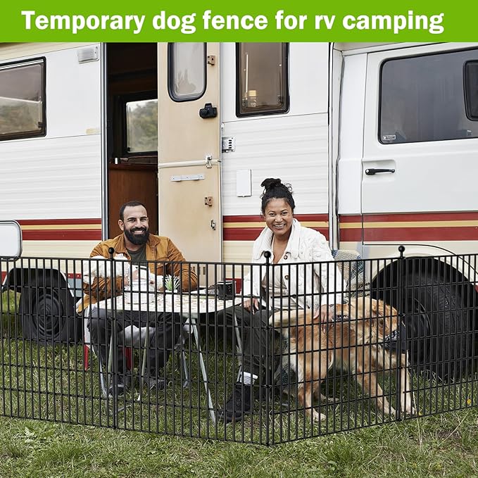 5 Panels No Dig Decorative Outdoor Garden Fence for Yard, 40 in(H) X 11.8 ft(L) Animal Barrier Fencing Rustproof Metal Wire Panel Border for Dog, Rabbits, and Patio Temporary Ground Stakes