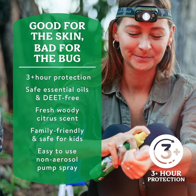 Badger Bug Spray, 3-Hour DEET-Free Mosquito Repellent, Family Friendly, Citronella & Organic Essential Oils, Natural & Vegan Insect Repellent Spray, 4 fl oz Aluminum Bottle, 2-Pack