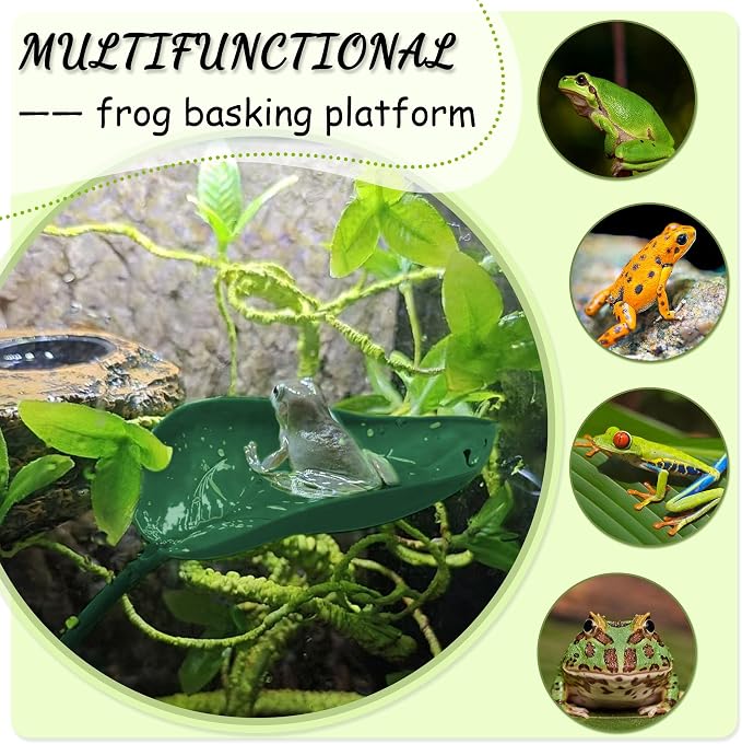 Tree Frog Terrarium Accessories, 3PCS Turtle Basking Platform | Aquarium decor with 3 suction cups, multifunctional reptile tank accessories for leopard gecko, snake, gecko, bearded dragon