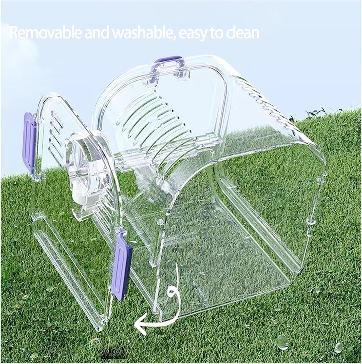 Small Bird Travel Cage Carrier,Portable Plastic Bird Cages,Portable Bird Carrier with Clear Acrylic Design, Travel Cage with Cover, Indoor Outdoor Use (Green)