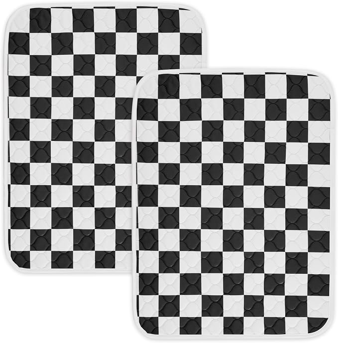 2 Pack Black Checkered Washable Pee Pads for Dogs, Checkered Reusable Dog Pee Pads, for Puppy Playpen, Crate, Whelping Box, Potty Training, Cute Aesthetic Absorbency, Leak-Proof Non-Slip