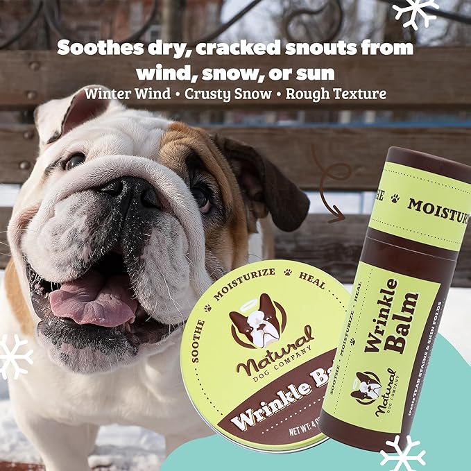 Natural Dog Company Wrinkle Balm for Dogs – Dog Wrinkle Balm for Skin Folds, Facial Creases & Wrinkles, Lick-Safe Wrinkle Cream for Bulldogs, Pugs & Bully Breeds, Daily Skin Care, 0.15 oz Stick