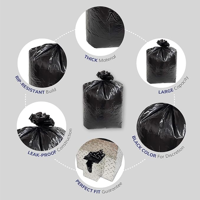 ActiveDogs Heavy Duty Dog Poop Bags, 5 Gallon Bucket Trash Bags, 12PK | Fits Dog Poop Trash Can, Dog Poop Bucket, And 5 Gallon Bucket Trash Bags For Everyday Pet Waste Disposal