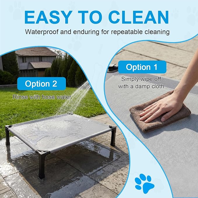 Elevated Dog Bed Raised Cooling Dog Cot for Large Dogs, Portable Indoor & Outdoor Pet Bed with No-Slip Feets Breathable Mesh Pet Bed for Camping Outdoor