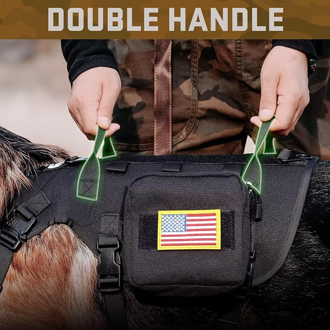 Forestpaw Tactical Dog Harness Pouches and Patches Set,S,Black | Adjustable Fits 17-25" Chest,20-35 lbs,No Pull Military Style Service Dog Vest for Daily Walking Training,Medium Dogs
