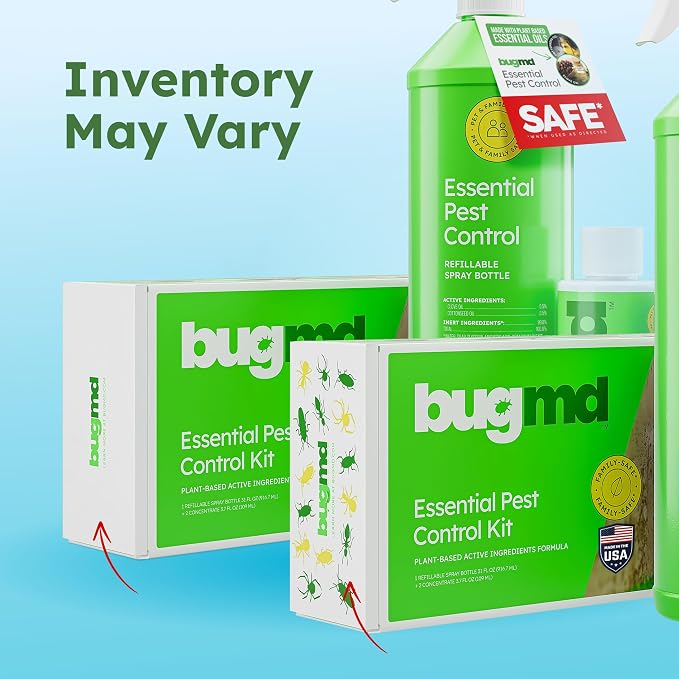 BugMD Bed Bug Spray, Roach & Ant Killer, Indoor Cockroach Treatment, Pet Safe Plant-Based Pest Control for Home, Kills Spiders Fleas Mites, 64 oz Kit
