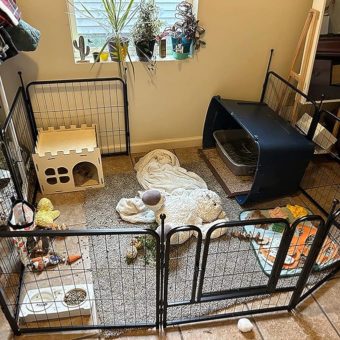 Dog Playpen,Portable Outdoor Dog Fence, Dog Playpen for Large/Medium/Small Dogs, Dog Fences for The Yard,with Doors Foldable Metal (32 inch, 24 Panels)