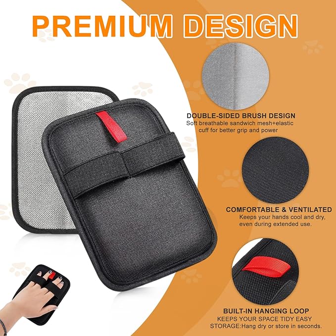 PCYIS Pet Hair Removal Glove,Reusable Electrostatic Pet Hair Remover Glove,Washable Grooming Tool for Cats, Dogs, Furniture, Car Seats, & Carpets(2 Piece)