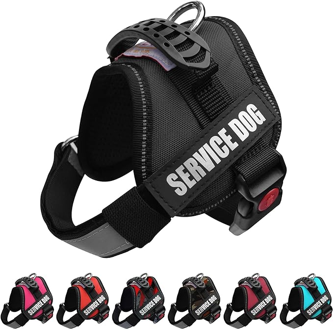 Service Dog Vest Harness – Reflective Service Animal Vest with Handle, No-Pull Adjustable Mesh Padding – XXS–XL – 2 Removable Patches. (Small, Black)