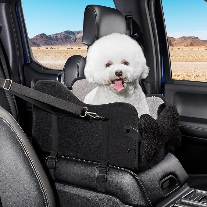 TKYZ Center Console Dog Car Seat for Small Dogs,for Car/SUV/Small Truck | Soft Pillow,Double fixation,Scratch-Resistant Fabric,Pet Booster with Safety Belt,Puppy Car Seat for Small Dogs 0-11 lbs