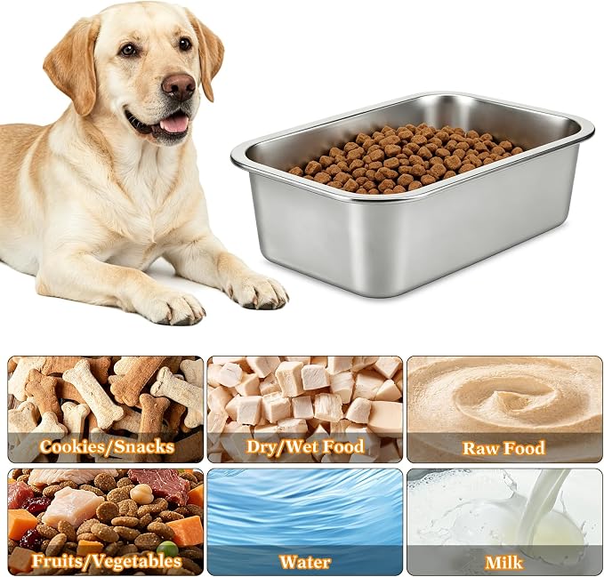 Stainless Steel Large Dog Water Bowl, Outdoor Dog Water Bowl, High Capacity Metal Dog Food Bowls, for Dog & Cat, Big, X- Large Pet 1.25 Gallons