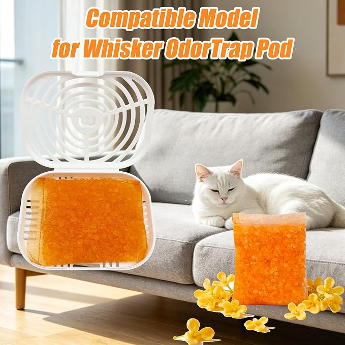 12 Packs Cat Litter Deodorizer Refills Compatible with Whisker OdorTrap Pod | Odor Eliminator for Self-Cleaning and Traditional Litter Boxes (Osmanthus)