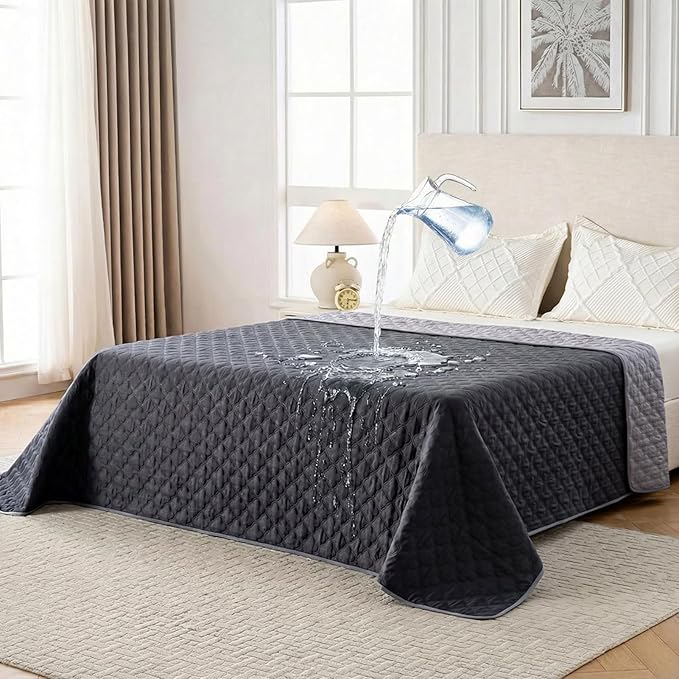 Waterproof Dog Blanket, Couch Cover for Dogs Washable, Reversible Dog Bed Cover.(Dark＆Light Grey, 82 X 82 Inch - 1 Pack)