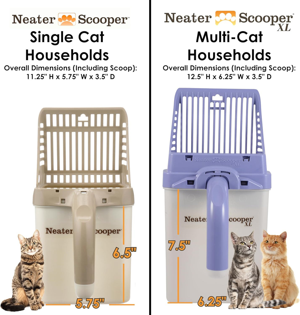 Neater Pet Brands Neater Scooper Standard Cat Litter Scoop, 195 Refill Bags – Mess-Free Cat Litter Scooper with Bag, Spill-Proof Kitty Box Sifter, Bin Doubles as Scoop Holder, For Single-Cat Household