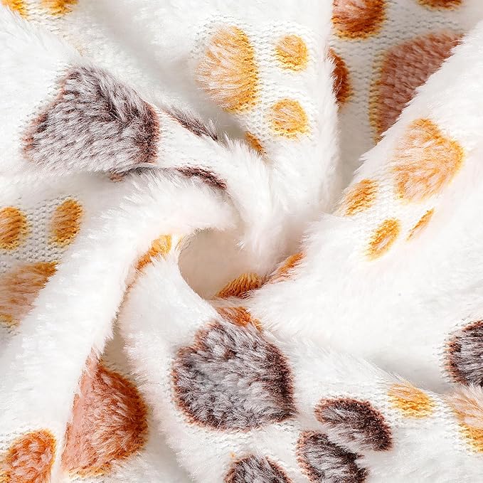 Tegeme 12 Pcs Pet Blankets Soft Fluffy Fleece Dog Cat Warm Paw Print Pattern Blankets Flannel Throw for Pets Dog Puppy Cat(30 x 20 Inch,White)