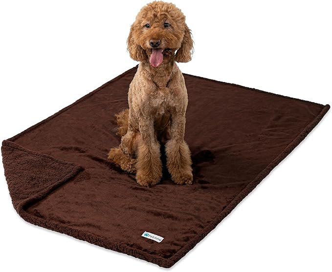 PetAmi Waterproof Dog Blanket for Queen Bed Large XL Dog Throw for Couch Cover Leakproof Furniture Protection, Sherpa Fleece, Reversible Soft Washable 90x90 Brown Brown