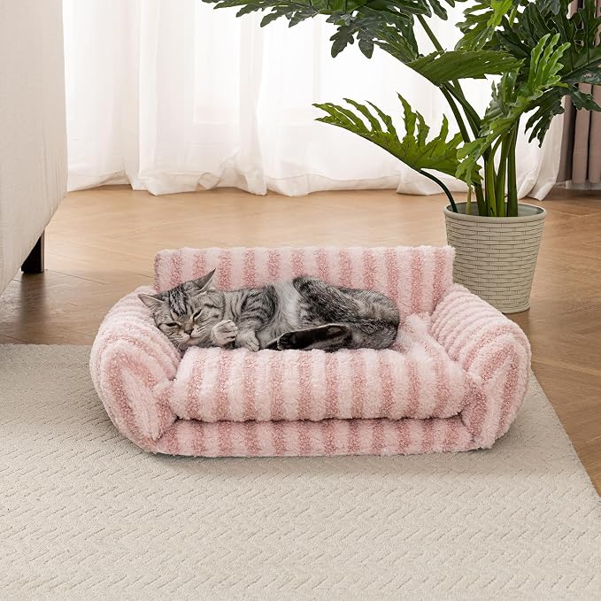 Hollypet Cat Bed Small Dog Orthopedic Couch Beds for Pets up to 13 lbs | Fluffy Multifunctional Double-Layer Warming Kitten Pet Couch Orthopedic Beds with Machine Washable Cover and Non-Slip Bottom