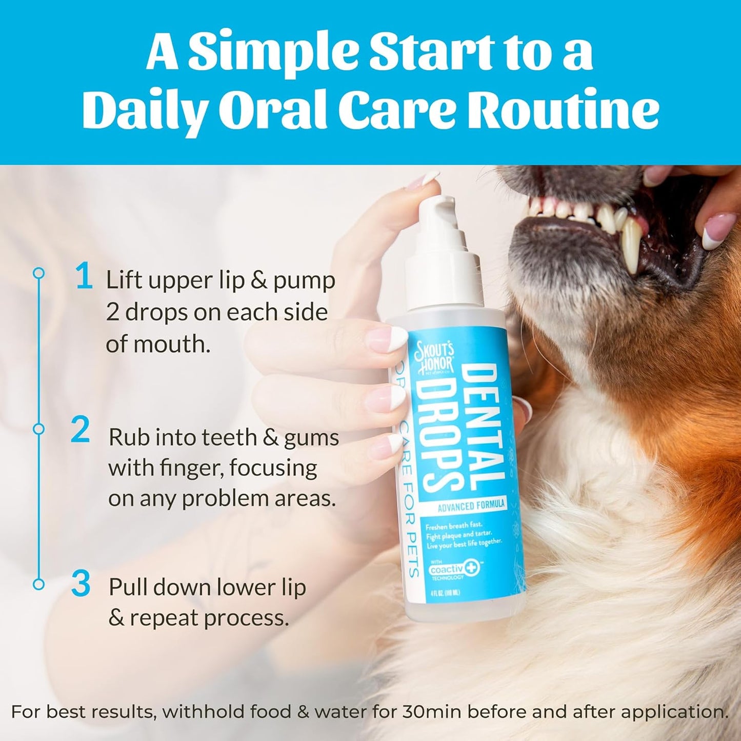SKOUT'S HONOR Advanced Dental Drops - Fights Plaque and Tartar, Freshens Breath Fast, No Brushing Required, 4oz, 2-Pack