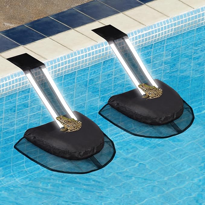 Pool Animal Escape Ramp Frog-Saver-Log - for Swimming Pools Wildlife Rescue Device,Durable Above Ground Pool Critter Ramp, Prevent Drowning with Easy Install, Pool Safety,Reusable (Black-2Pack)