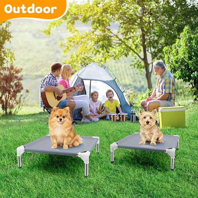 Elevated Dog Bed for Small Dogs, Dog Cooling mat Cot, Raised Dog Bed | Indoor Detachable Raised Dog Bed, 20" L x 20" W x 6.5"H，with Non-Slip Feet，Soft and Luxurious Comfortable