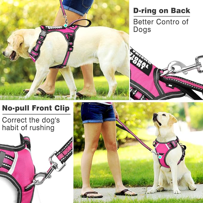 Service Dog Vest No Pull Dog Harness with 7 Dog Patches, Reflective Pet Harness with Durable Soft Padded Handle for Puppies, Small, Medium, Large, and Extra-Large Dogs