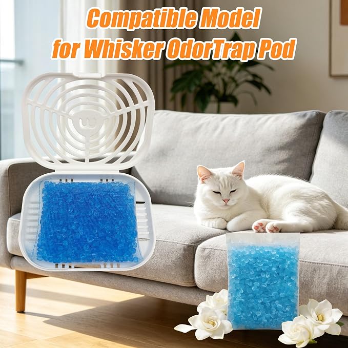 12 Packs Cat Litter Deodorizer Refills Compatible with Whisker OdorTrap Pod | Odor Eliminator for Self-Cleaning and Traditional Litter Boxes (Gardenia)