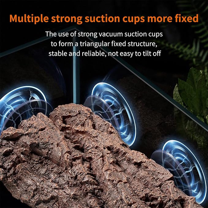 BigTron Turtle Floating Basking Platform - Artificial Bark Decor, Ideal for Aquariums, Terrace Fish Tanks, 3 pcs Suction Cups Included for Easy Installation Resting Terrace for Terrapins (Grey)