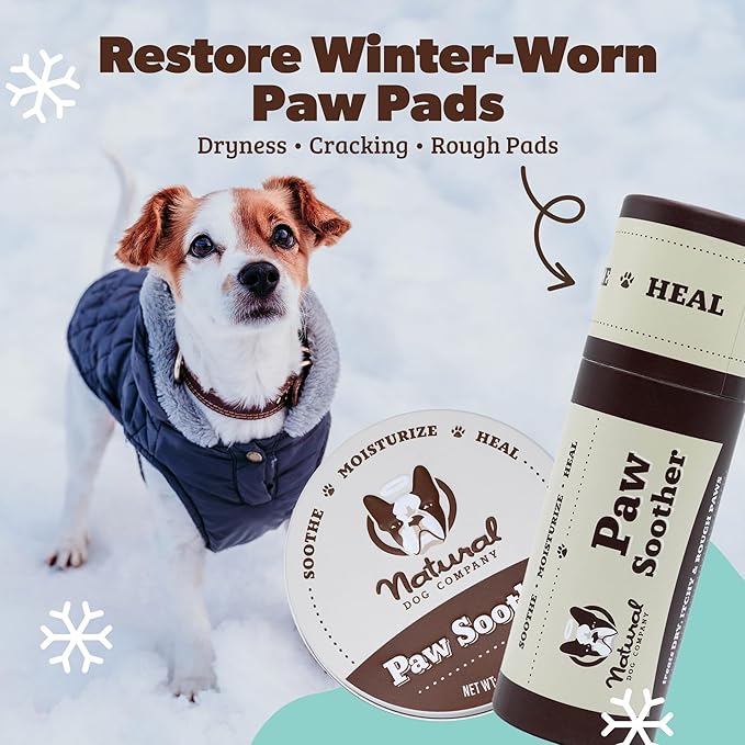 Natural Dog Company Paw Soother Balm & Wax - Dog Paw Balm & Moisturizer for Dry, Cracked Paw Pads, Helps Moisturize & Condition Winter-Worn Paws, Coconut Oil & Calendula, Daily Paw Care, 0.15 oz Stick