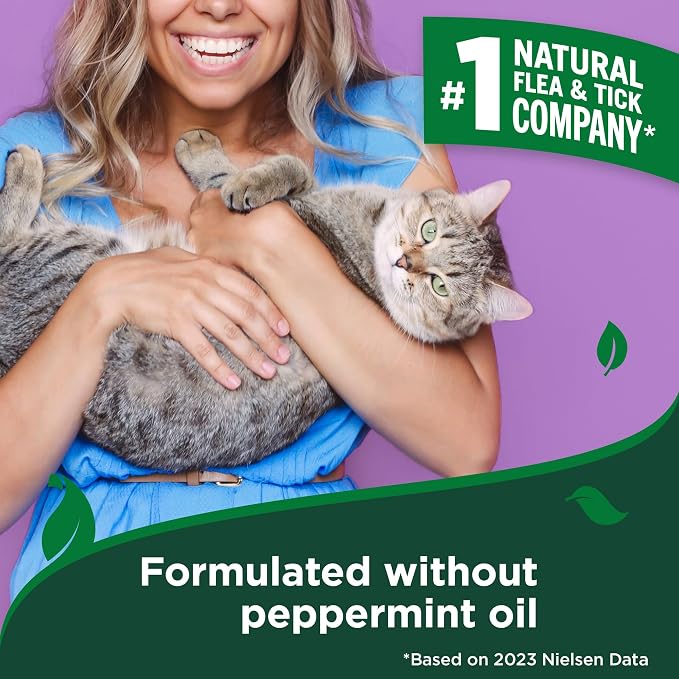 Vet's Best Natural Flea & Tick Mist for Cats – Plant-Powered Spray with Cotton Spice Scent – Natural Flea Prevention and Pest Control – Gentle Formula for Indoor Use – Safe for Pets – 6.3 oz