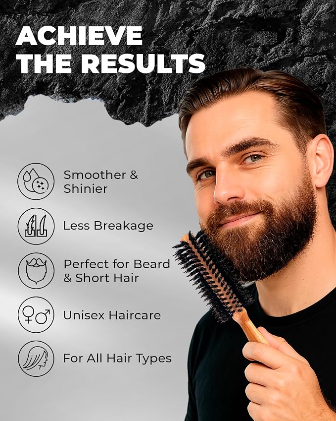 Bossman Boar & Nylon Bristle Round Hair Brush, 2 Inch - Blow Dryer Brush for Styling, Curling, Detangling, and Straightening