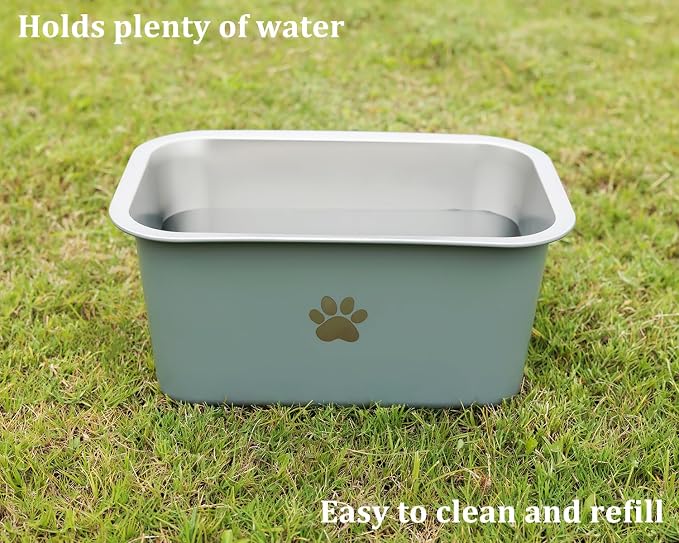 1.2 Gallons 20 Cup Non Slip Stainless Steel Large Dog Water Bowls, Outdoor Metal Dog Bowls Large Breed, High Capacity Water Bowl for Big Giant Huge Dogs, Grey