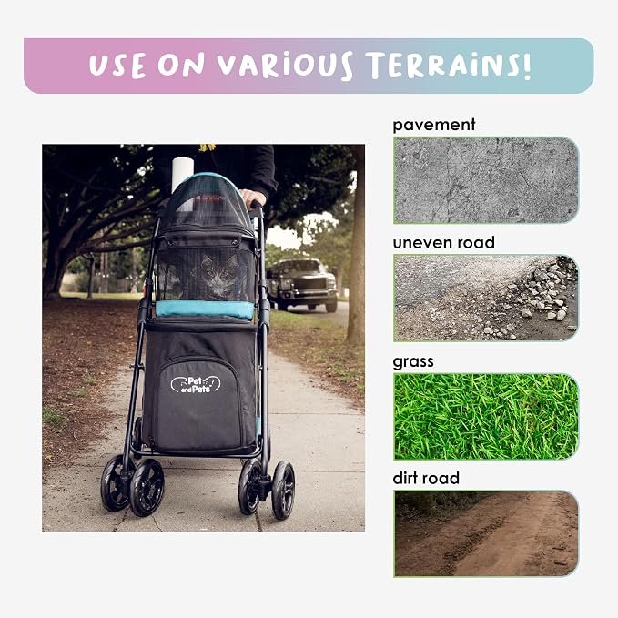 PETIQUE Pet & Pets Double Decker Pet Stroller, 11.53 Pound, Teal
